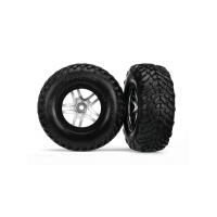 TRAXXAS TIRES & WHEELS S1 COMPOUND SCT SPLIT-SPOKE SATIN CHROME, BLK BEADLOCK DUAL PROFILE - 38-6892R