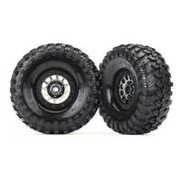 TRAXXAS TIRES & WHEELS, ASS 105 BLACK CHROME BEADLOCK, CANYON TRAIL 1.9' TIRES (1 LEFT, 1 RIGHT) - 38-8174