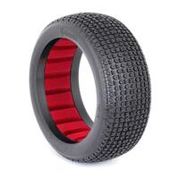 AKA CATAPULT 1/8 MEDIUM LONG WEAR BUGGY TYRES WITH RED INSERTS, 2PCS