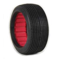 AKA DOUBLE DOWN 1/8 SUPER SOFT LONG WEAR BUGGY TYRES WITH RED INSERTS, 2PCS